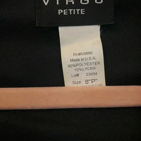 Vintage Virgo Black Velvet Faux Wrap Tie Waist Goth Classic Y2K Dress Size 8P - Picture 4 of 9